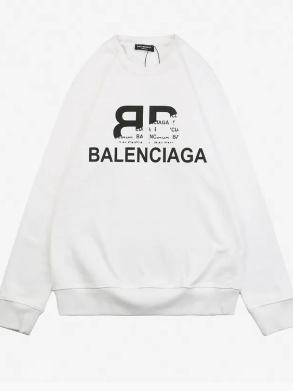 Balenciaga White Crewneck Sweatshirt with Black Logo